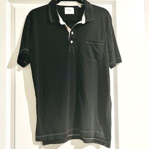Mens Billey Reid black polo in black with white stitching